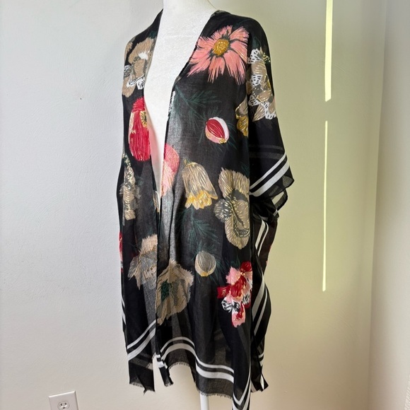 Floral Bohemian Boho Dark Romantic Tropical Kimono Jersey Stripe Wrap Beach - Picture 4 of 14